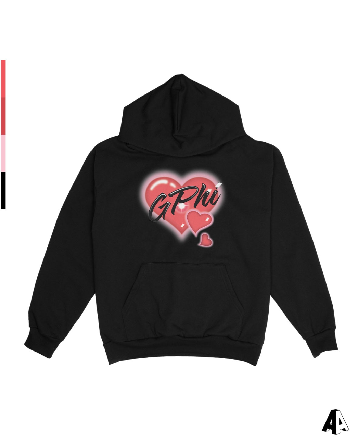 Black Brushed Heart Hoodie • Alpha Apparel Company